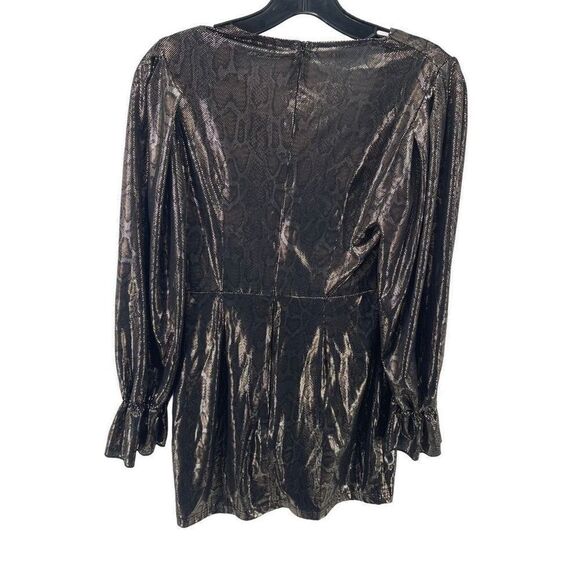 Shein gold Metallic Snakeskin Pull-over Mini Wrap Dress Small - Picture 7 of 13